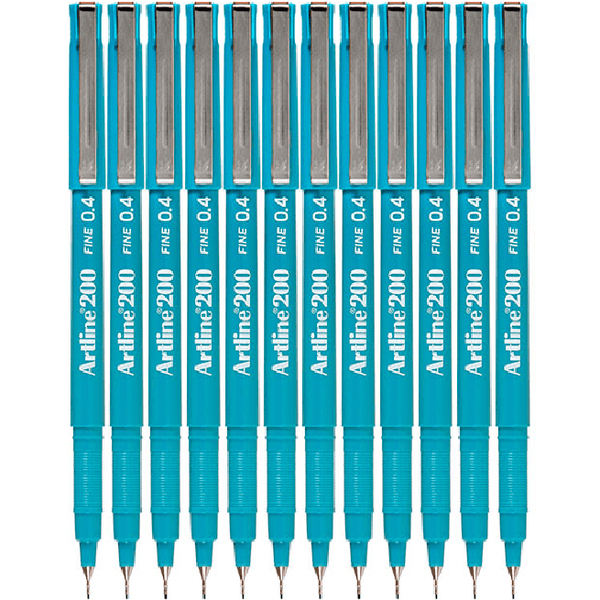 Artline 200 Fineliner Pen 0.4mm Turquoise Blue Box 12 120023 (Box 12) - SuperOffice