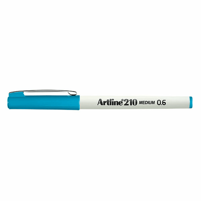 Artline 210 Fineline Fibre Tip Pen 0.6mm Medium Sky Light Blue Box 12 121013 (Box 12) - SuperOffice