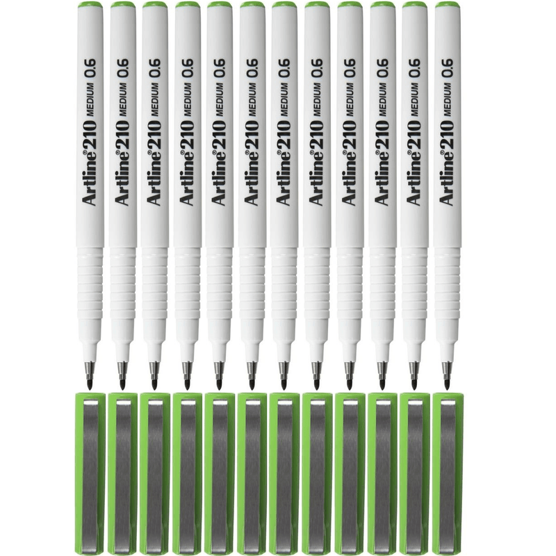 Artline 210 Fineline Pen 0.6mm Lime Green Box 12 121014 (Box 12) - SuperOffice