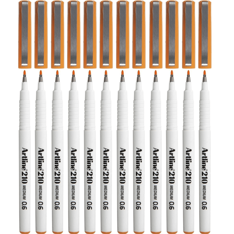 Artline 210 Fineline Pen 0.6mm Orange Box 12 121005 (Box 12) - SuperOffice