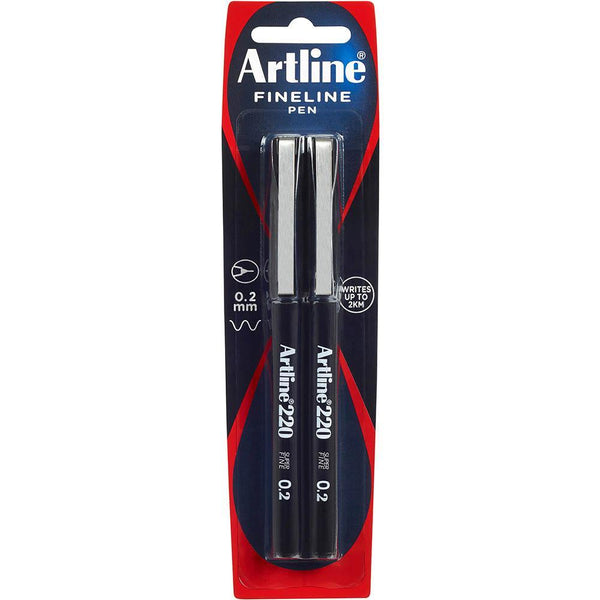 Artline 220 Fineline Pen 0.2Mm Black Pack 2 122065 - SuperOffice