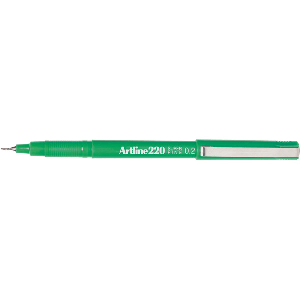 Artline 220 Fineline Pen 0.2mm Extra Fine Green Box 12 122004 (Box 12) - SuperOffice