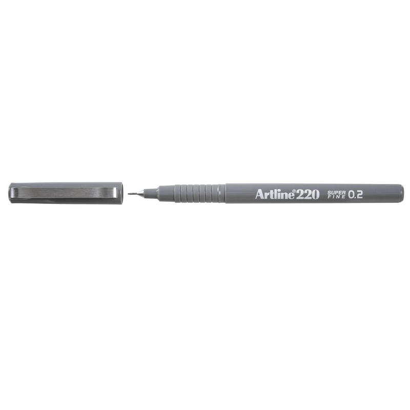 Artline 220 Fineline Pen 0.2mm Extra Fine Grey Box 12 122011 (Box 12) - SuperOffice