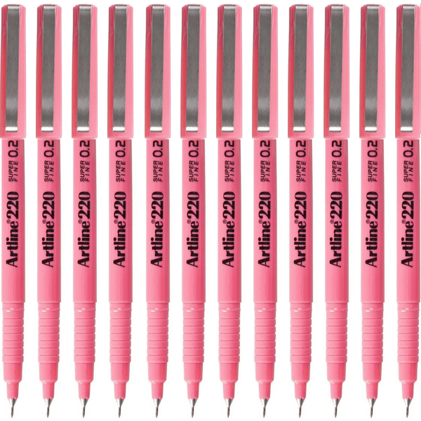 Artline 220 Fineline Pen 0.2mm Extra Fine Pink Box 12 122009 (Box 12) - SuperOffice