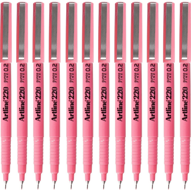 Artline 220 Fineline Pen 0.2mm Extra Fine Pink Box 12 122009 (Box 12) - SuperOffice