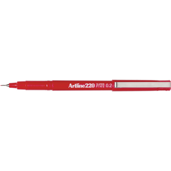 Artline 220 Fineline Pen 0.2mm Extra Fine Red Box 12 122002 (Box 12) - SuperOffice