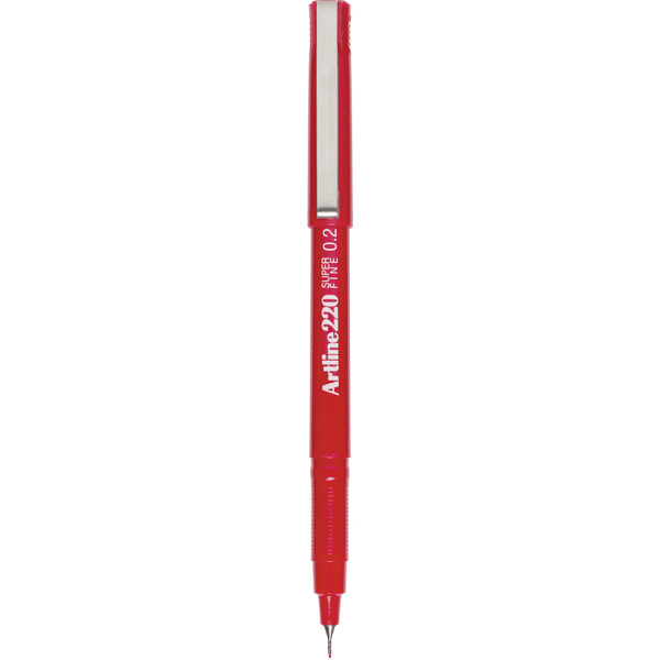 Artline 220 Fineline Pen 0.2mm Extra Fine Red Box 12 122002 (Box 12) - SuperOffice