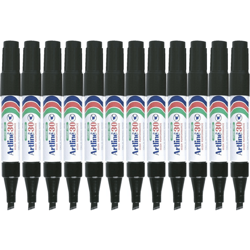 Artline 30 Mini Permanent Marker Chisel 5mm Black Box 12 103001 (Box 12) - SuperOffice