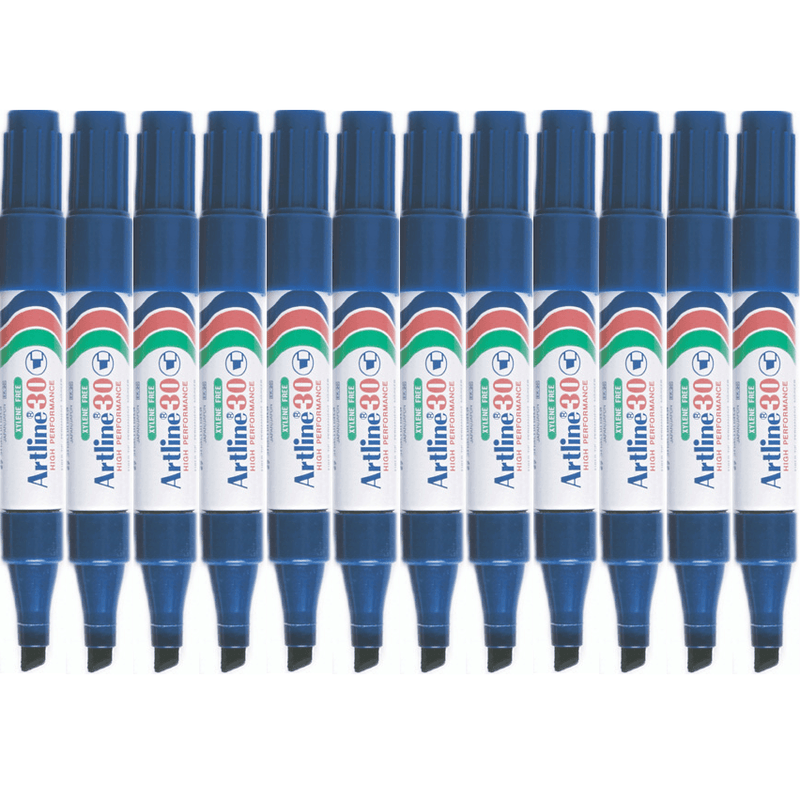 Artline 30 Mini Permanent Marker Chisel 5mm Blue Box 12 103003 (Blue) - SuperOffice