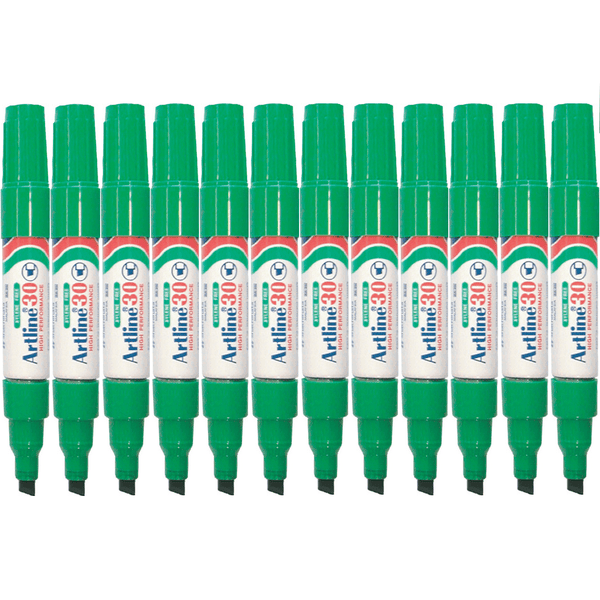 Artline 30 Mini Permanent Marker Chisel 5mm Green Box 12 103004 (Box 12) - SuperOffice