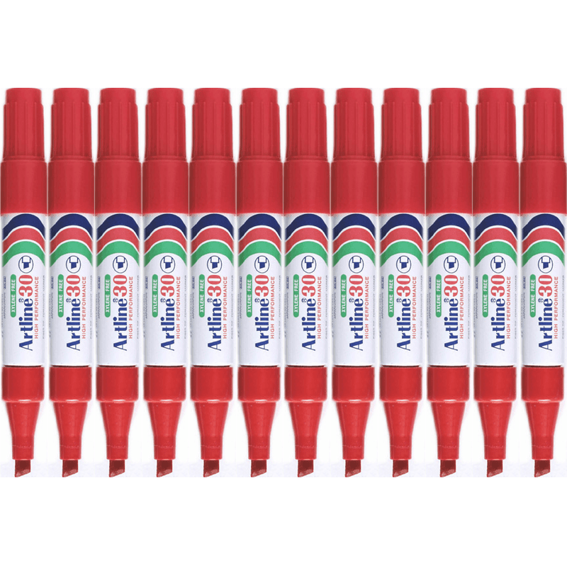 Artline 30 Mini Permanent Marker Chisel 5mm Red Box 12 103002 (Box 12) - SuperOffice