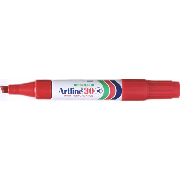 Artline 30 Mini Permanent Marker Chisel 5mm Red Box 12 103002 (Box 12) - SuperOffice