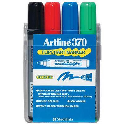 Artline 370 Flipchart Marker 2Mm Bullet Assorted Wallet 4 137044 - SuperOffice