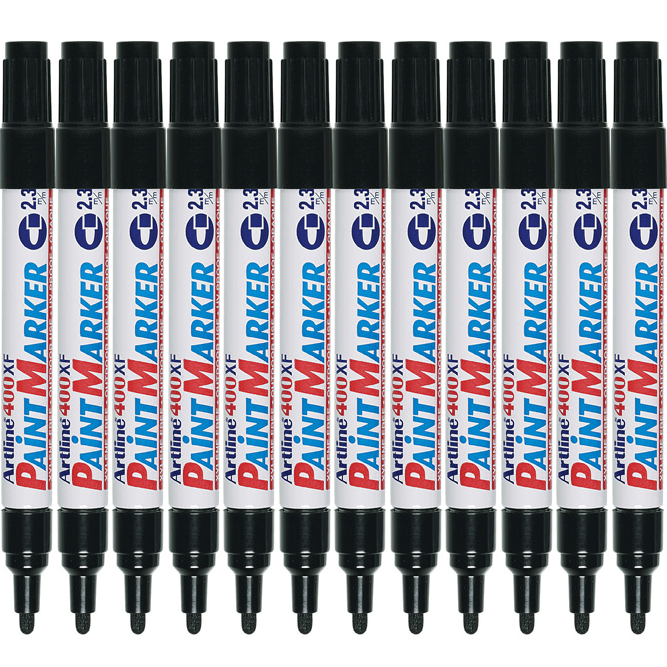 Artline 400XF Paint Marker Pen Bullet Tip 2.3mm Black 400 Box 12 140001 (Box 12) - SuperOffice