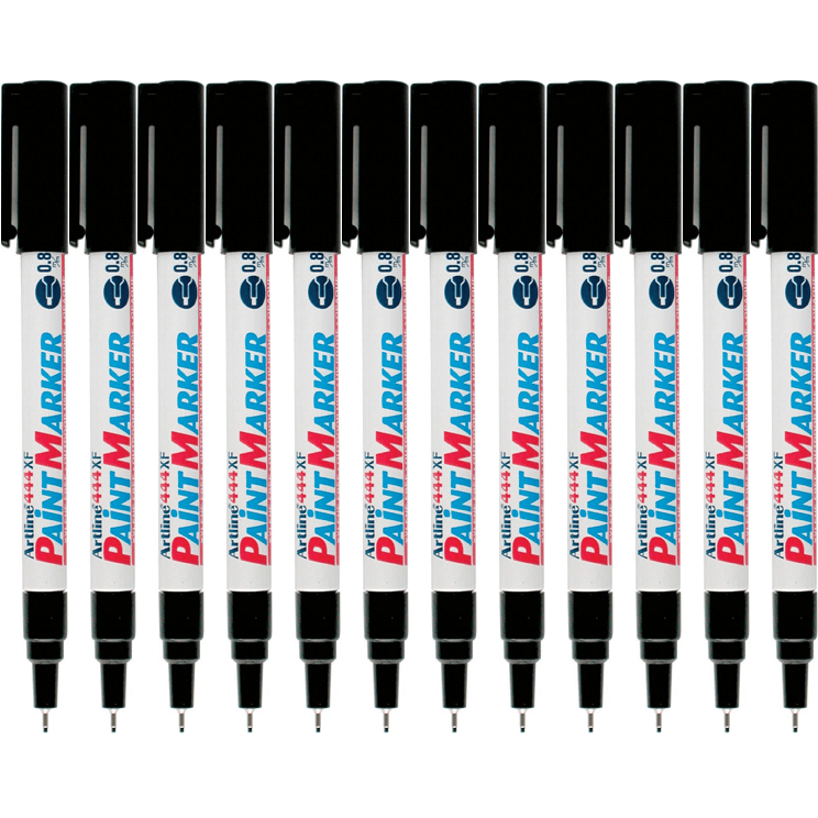 Artline 444 Paint Marker Bullet 0.8mm Fine Black 444XF Box 12 144401 (Box 12) - SuperOffice