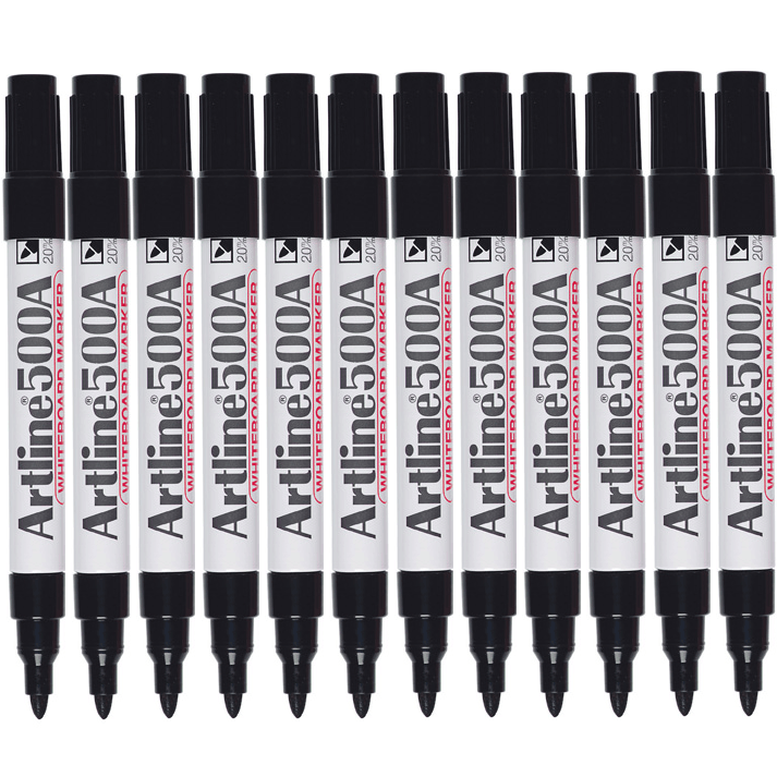 Artline 500A Whiteboard Marker 2mm Bullet Tip Black Box 12 150001 (Box 12) - SuperOffice