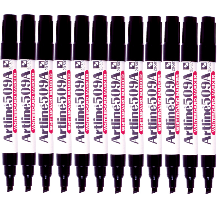 Artline 509A Whiteboard Marker 5mm Chisel Tip Black Box 12 150901A (Box 12) - SuperOffice