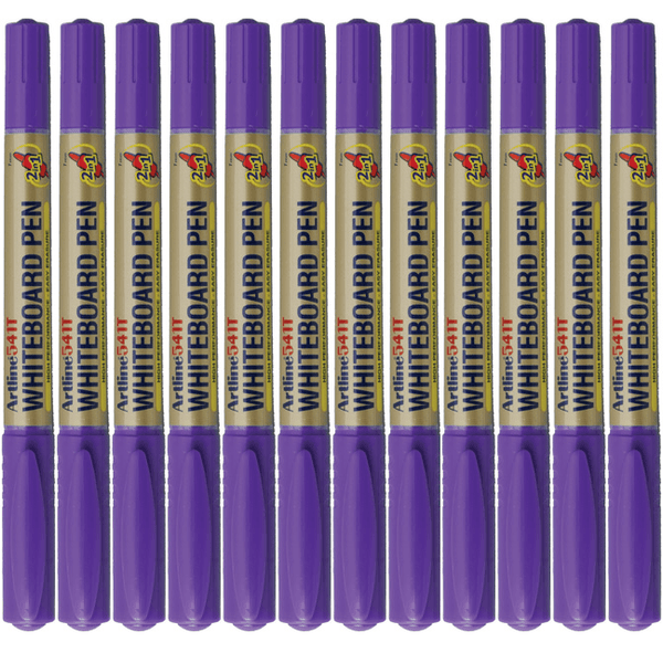 Artline 541T Dual Nib Fine Whiteboard Marker 0.4mm/1mm Bullet Purple Box 12 154106 (Box 12) - SuperOffice