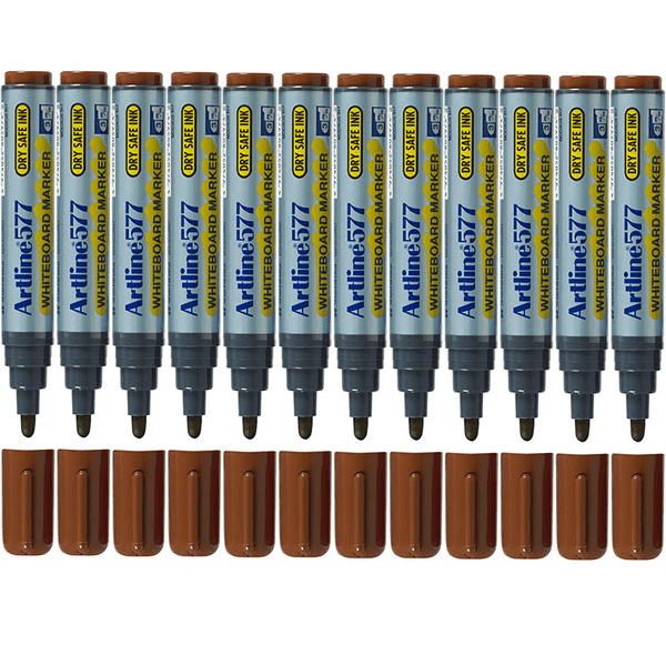 Artline 577 Whiteboard Marker 2mm Bullet Tip Brown Box 12 Bulk 157708 (Box 12) - SuperOffice