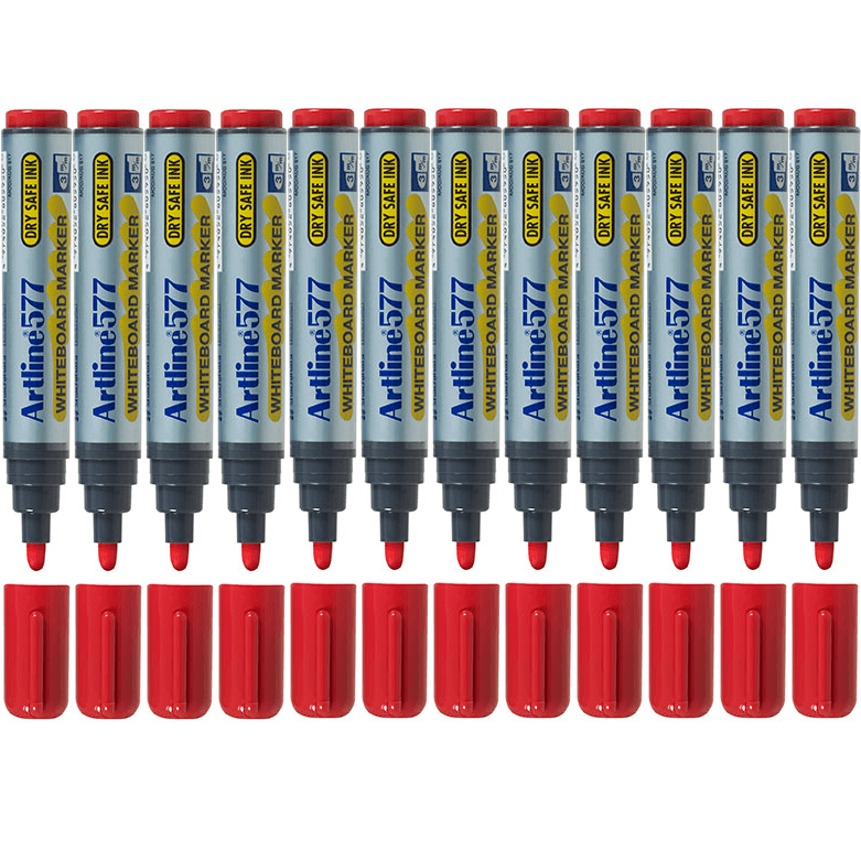 Artline 577 Whiteboard Marker 2mm Bullet Tip Red Box 12 Bulk 157702 (Box 12) - SuperOffice