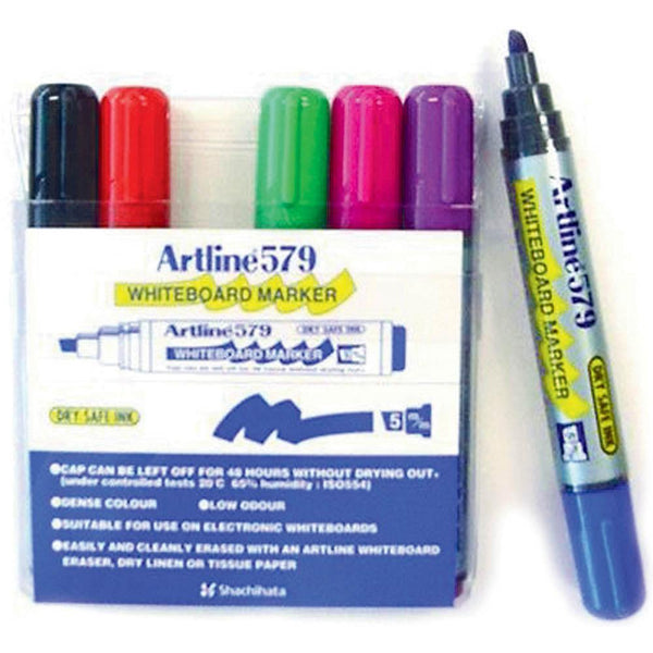 Artline 579 Whiteboard Marker 5Mm Chisel Assorted Wallet 6 Hangsell 157946HS - SuperOffice