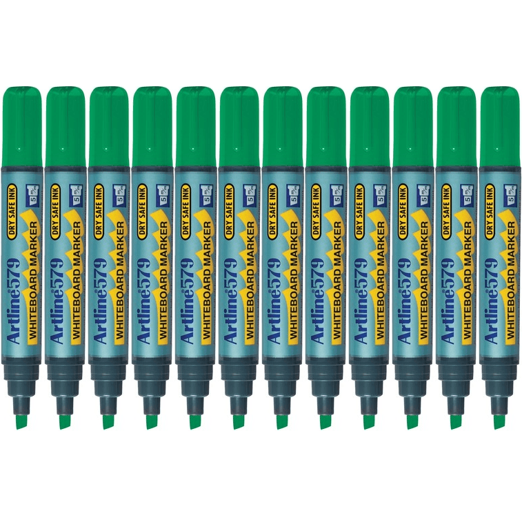 Artline 579 Whiteboard Marker 5mm Chisel Tip Green Box 12 157904 (Box 12) - SuperOffice