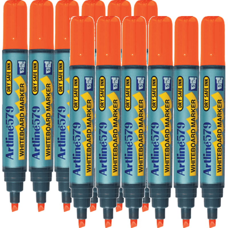 Artline 579 Whiteboard Marker 5mm Chisel Tip Orange Box 12 157905 (Box 12) - SuperOffice