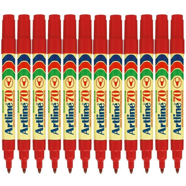 Artline 70 Permanent Marker 1.5mm Bullet Red Pack 12 Artline 70 Red (12pk Loose) - SuperOffice