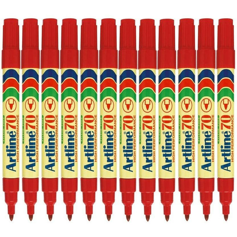 Artline 70 Permanent Marker 1.5mm Bullet Red Pack 12 Artline 70 Red (12pk Loose) - SuperOffice