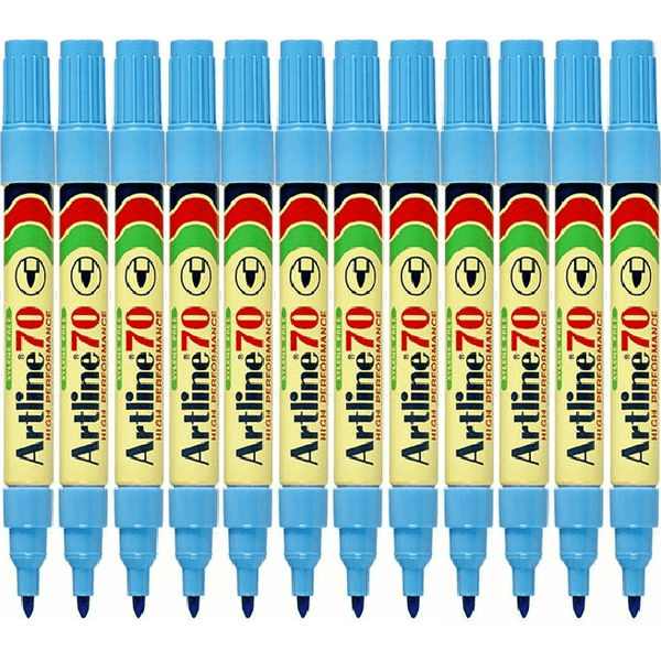 Artline 70 Permanent Marker 1.5mm Bullet Tip Nib Light Sky Blue Box 12 107013 (Box 12) - SuperOffice