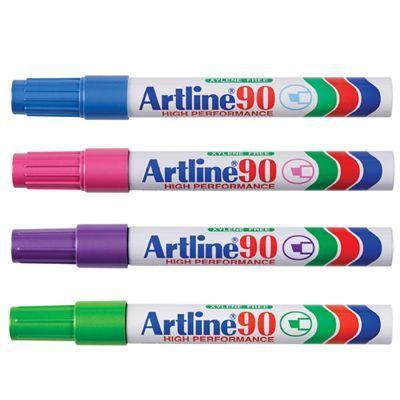 Artline 90 Permanent Marker Chisel Tip 2-5Mm Bright Assorted Pack 12 109044 - SuperOffice