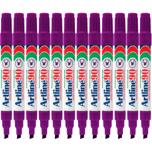 Artline 90 Permanent Marker Chisel Tip 2-5Mm Purple Box 12 109006 (Box 12) - SuperOffice