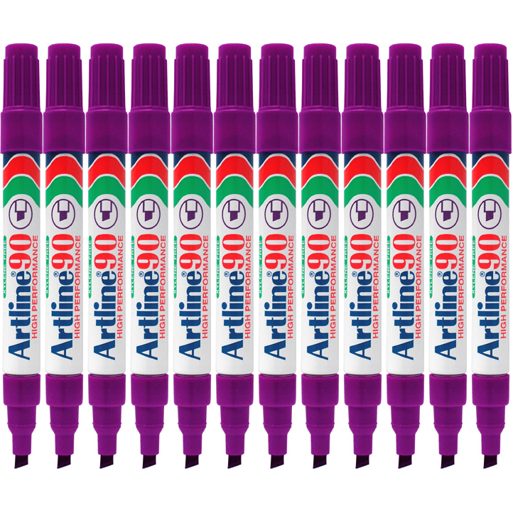 Artline 90 Permanent Marker Chisel Tip 2-5Mm Purple Box 12 109006 (Box 12) - SuperOffice