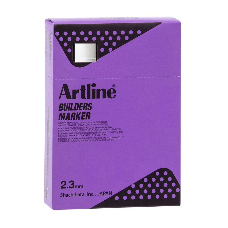 Artline Builders Permanent Marker White Box 10 195233W (Box 10) - SuperOffice