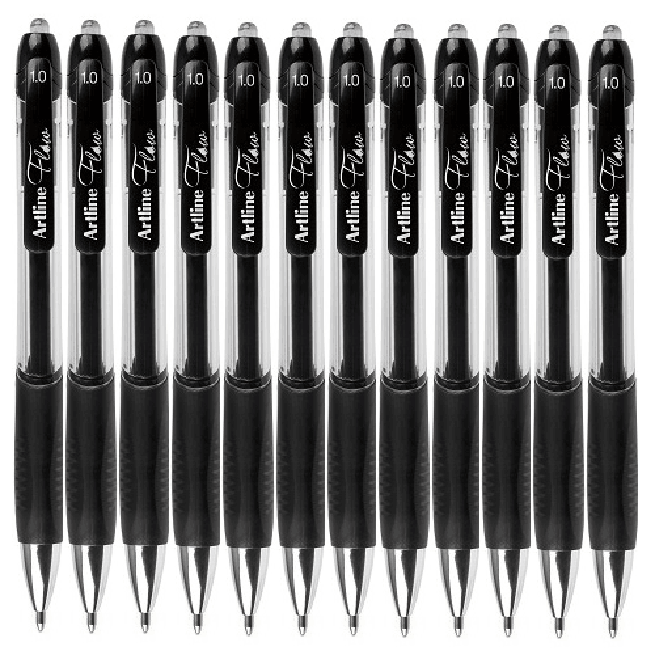 Artline Flow Retractable Ballpoint Pen Black Box 12 187101 (Box 12) - SuperOffice