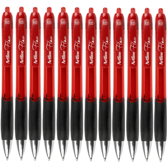 Artline Flow Retractable Ballpoint Pen Red Box 12 187102 (Box 12) - SuperOffice