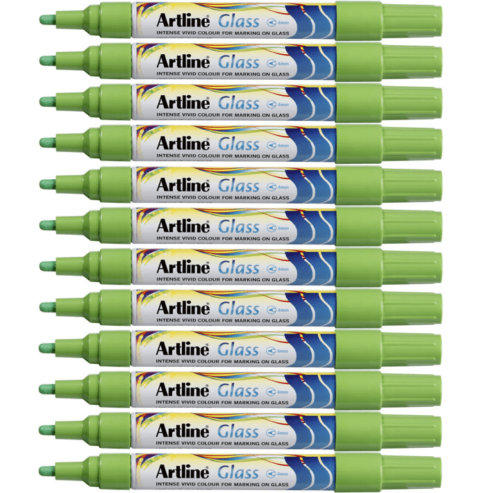 Artline Glass Marker Removable 2mm Bullet Tip Green Box 12 183004 (Box 12) - SuperOffice