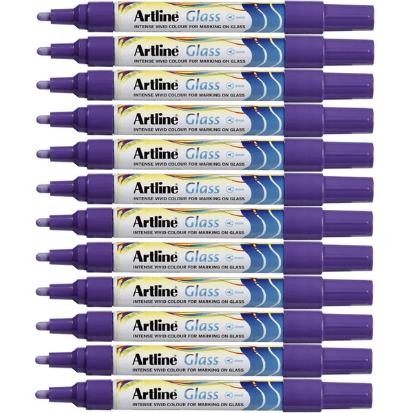 Artline Glass Marker Removable 2mm Bullet Tip Purple Box 12 183006 (Box 12) - SuperOffice