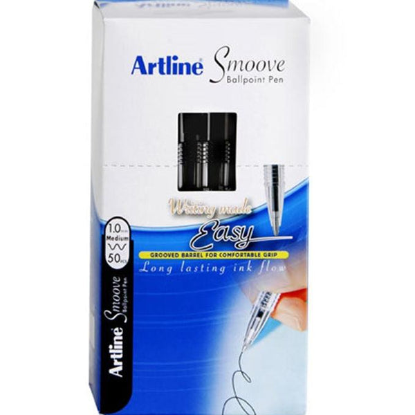 Artline Smoove Ballpoint Pens 1.0mm Medium Black Box 50 SM1821501 - SuperOffice