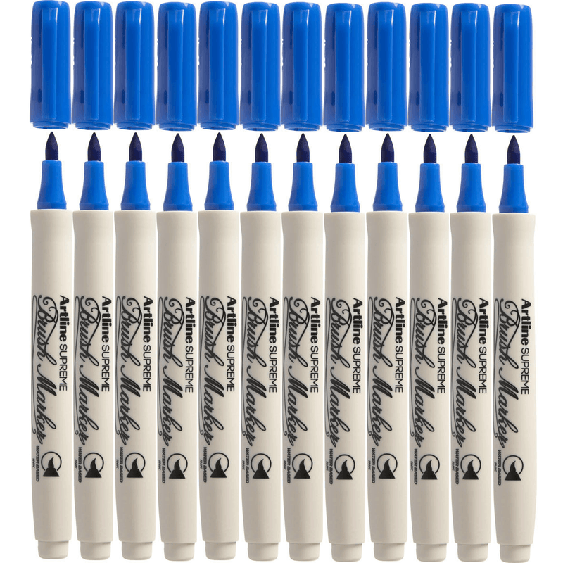 Artline Supreme Brush Marker Blue Box 12 108103 (Box 12) - SuperOffice