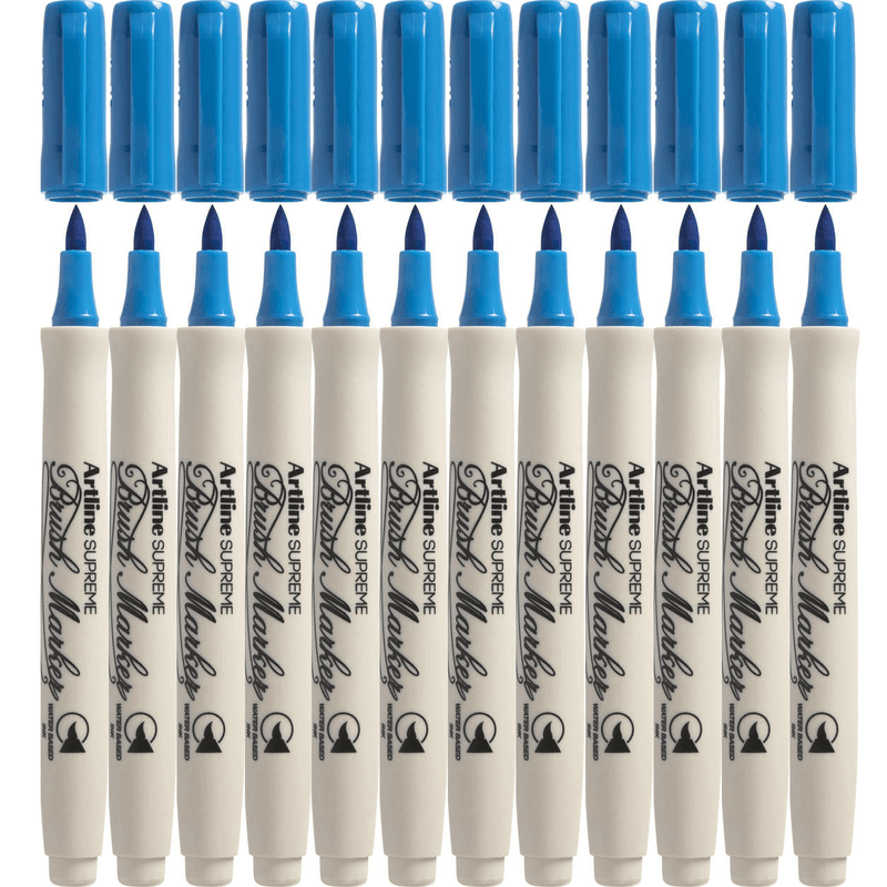 Artline Supreme Brush Marker Sky Blue Box 12 108133 (Box 12) - SuperOffice