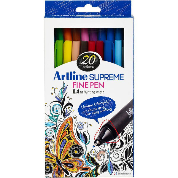 Artline Supreme Fineline Pen 0.4Mm Assorted Pack 20 102122 - SuperOffice