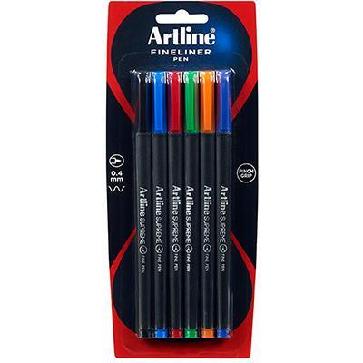 Artline Supreme Fineline Pen Assorted Pack 6 102135 - SuperOffice