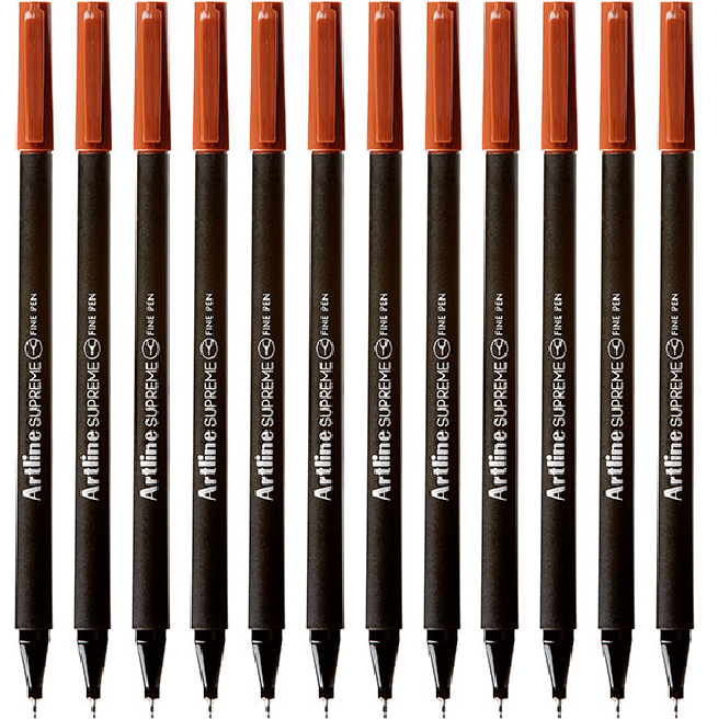 Artline Supreme Fineliner Pen 0.4mm Brown Box 12 Fineline 102108 (Box 12) - SuperOffice