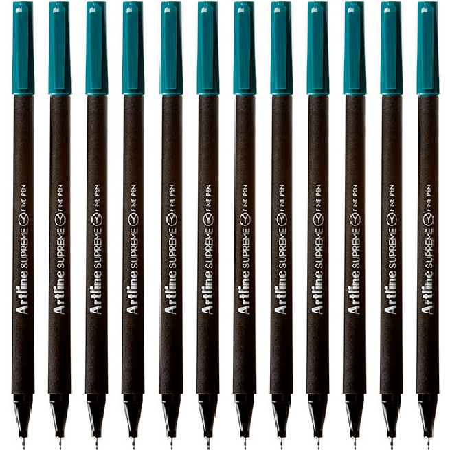 Artline Supreme Fineliner Pen 0.4mm Dark Green Box 12 Fineline 102134 (Box 12) - SuperOffice