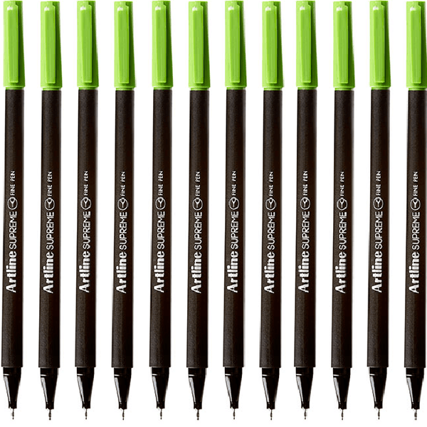 Artline Supreme Fineliner Pen 0.4mm Lime Green Box 12 Fineline 102114 (Box 12) - SuperOffice