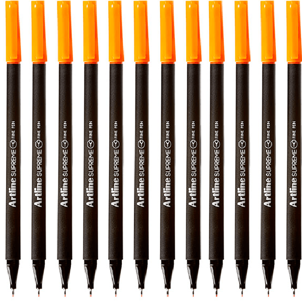 Artline Supreme Fineliner Pen 0.4mm Orange Box 12 Fineline 102105 (Box 12) - SuperOffice