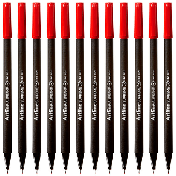 Artline Supreme Fineliner Pen 0.4mm Red Box 12 Fineline 102102 (Box 12) - SuperOffice