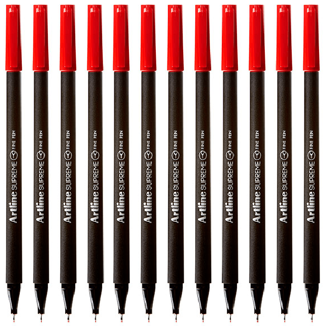 Artline Supreme Fineliner Pen 0.4mm Red Box 12 Fineline 102102 (Box 12) - SuperOffice