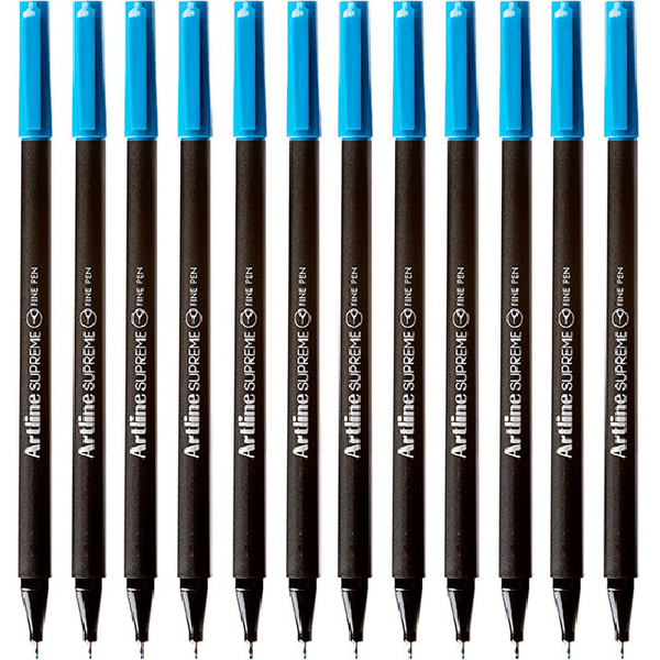 Artline Supreme Fineliner Pen 0.4mm Sky Blue Box 12 Fineline 102133 (Box 12) - SuperOffice